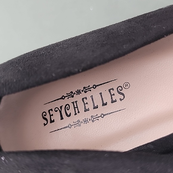 Seychelles Gertrude Heels Women's 8.5 Black Suede Leather Wedge Slip On NWOT - Picture 8 of 9